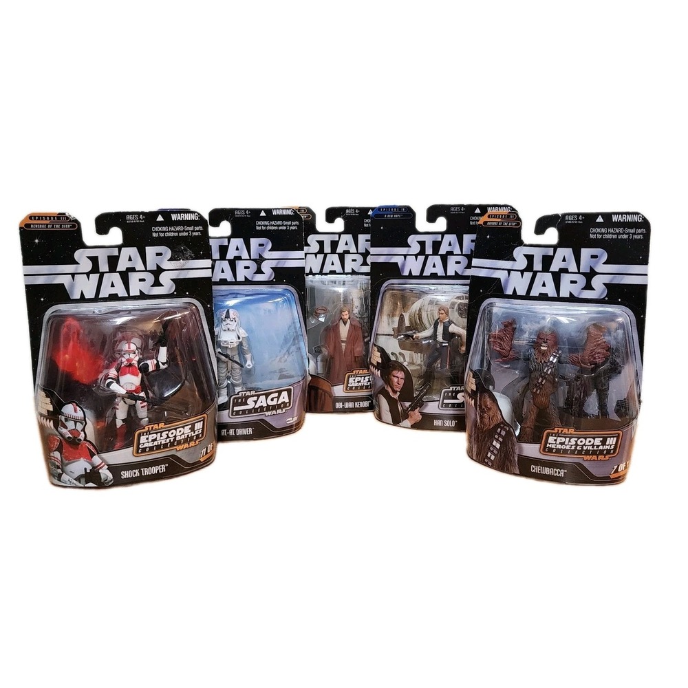 Lot Of 5 - Hasbro Star Wars Saga & Sith  2006 3.75" New In Box Han Solo Obi